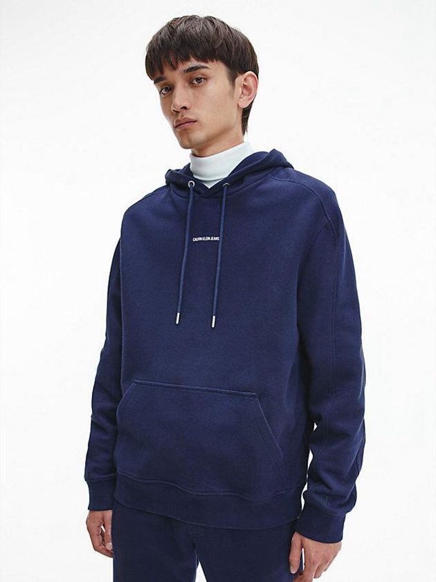 Calvin Klein USA Relaxed Logo Mens Hoodie Navy 5013649-EH